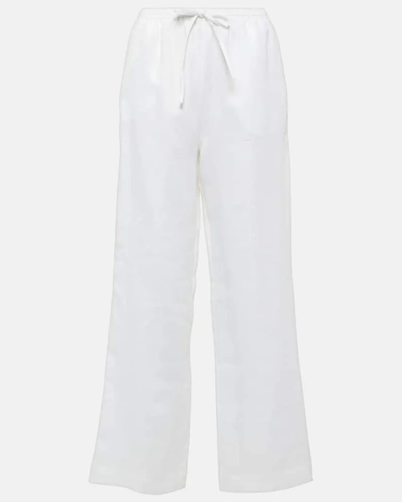 ASCENO Gerade Hose Aurelia aus Leinen Weiß