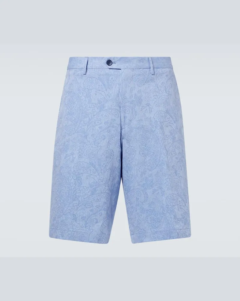 Etro Bedruckte Shorts aus Baumwolle Blau