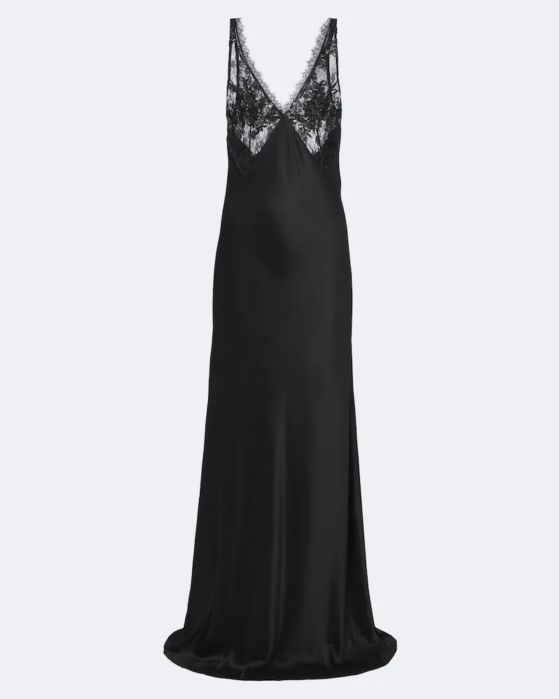 The Sei Robe aus Seidensatin mit Spitze Schwarz