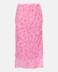 Dries van Noten Bedruckter Midirock aus Jersey Pink