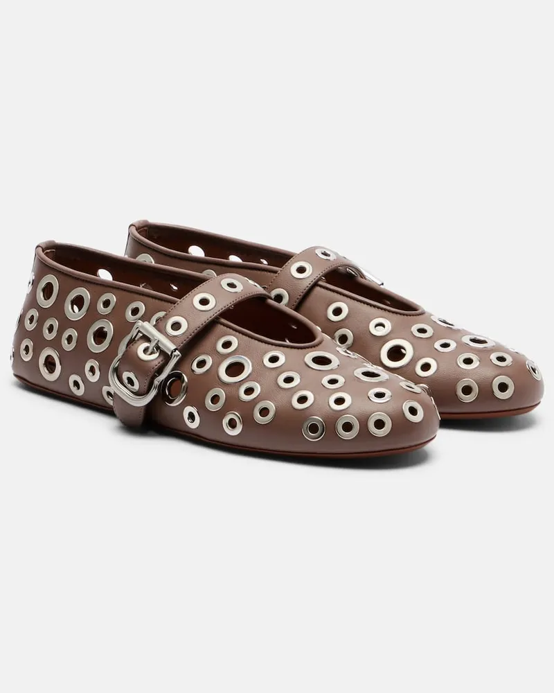 Alaïa Alaïa Verzierte Ballerinas aus Leder Braun