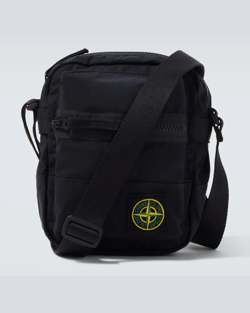 Stone Island Crossbody Bag Aluminium Tela Compass aus Popeline Schwarz