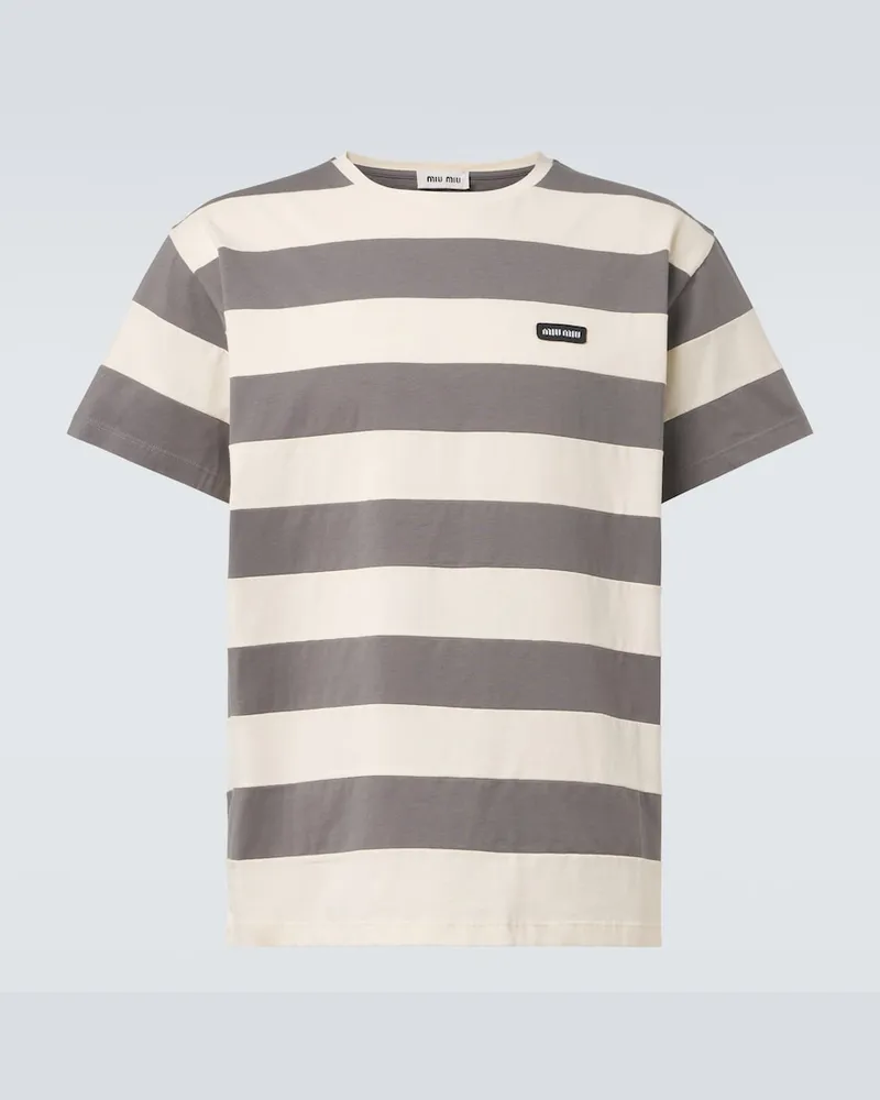 Miu Miu T-Shirt aus Baumwoll-Jersey Grau