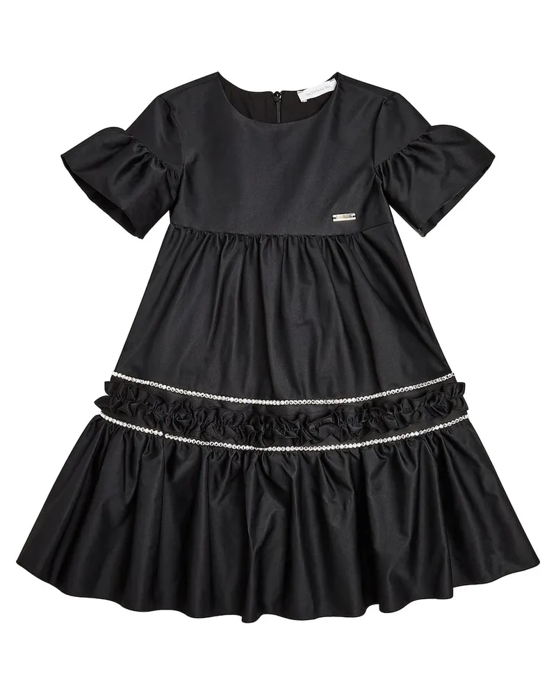 Monnalisa Verziertes Kleid aus Satin Schwarz