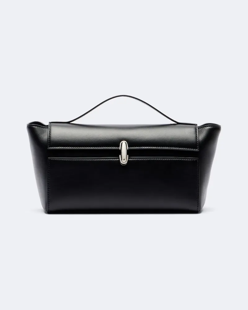 SAVETTE Henkeltasche Symmetry Trapeze Small aus Leder Schwarz