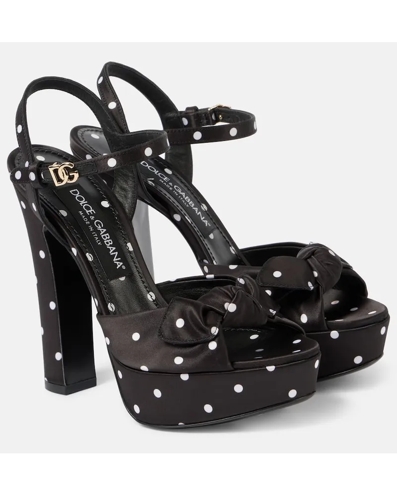 Dolce & Gabbana Plateausandalen aus Satin Schwarz