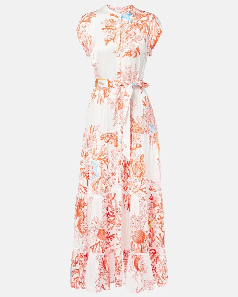 Poupette St Barth Bedrucktes Hemdblusenkleid Weiß