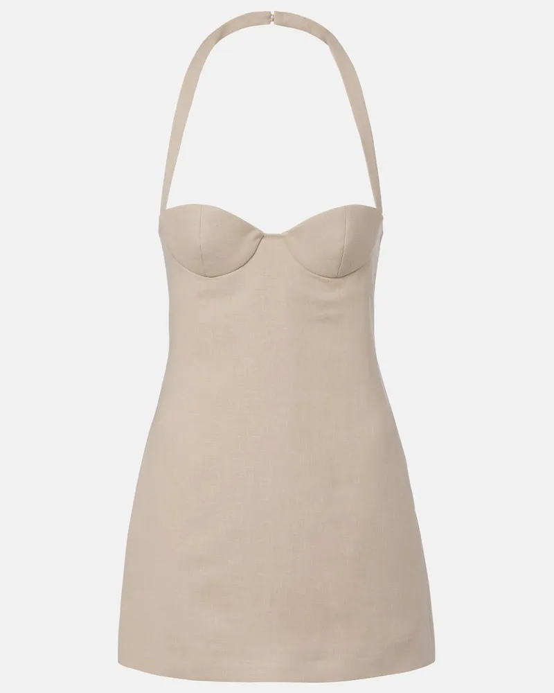 Magda Butrym Minikleid aus Leinen Beige