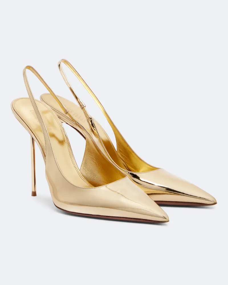 Paris Texas Metallic Slingback-Pumps Lidia aus Leder Gold