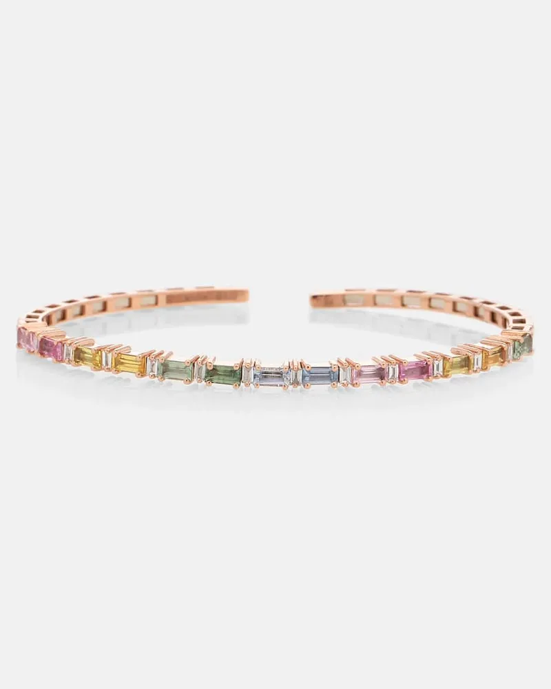 Suzanne Kalan Armreif Rainbow Fireworks aus 18kt Roségold mit Diamanten und Saphiren Gold