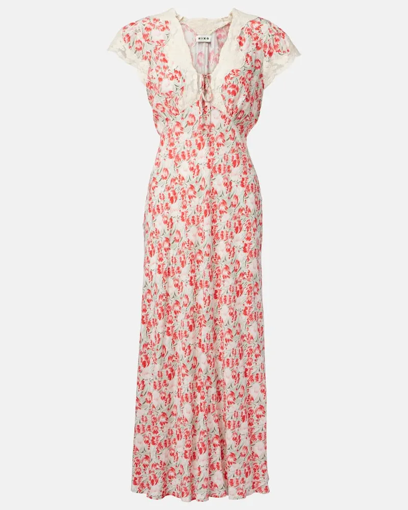 RIXO Maxikleid Amaia aus Crêpe de Chine Multicolor