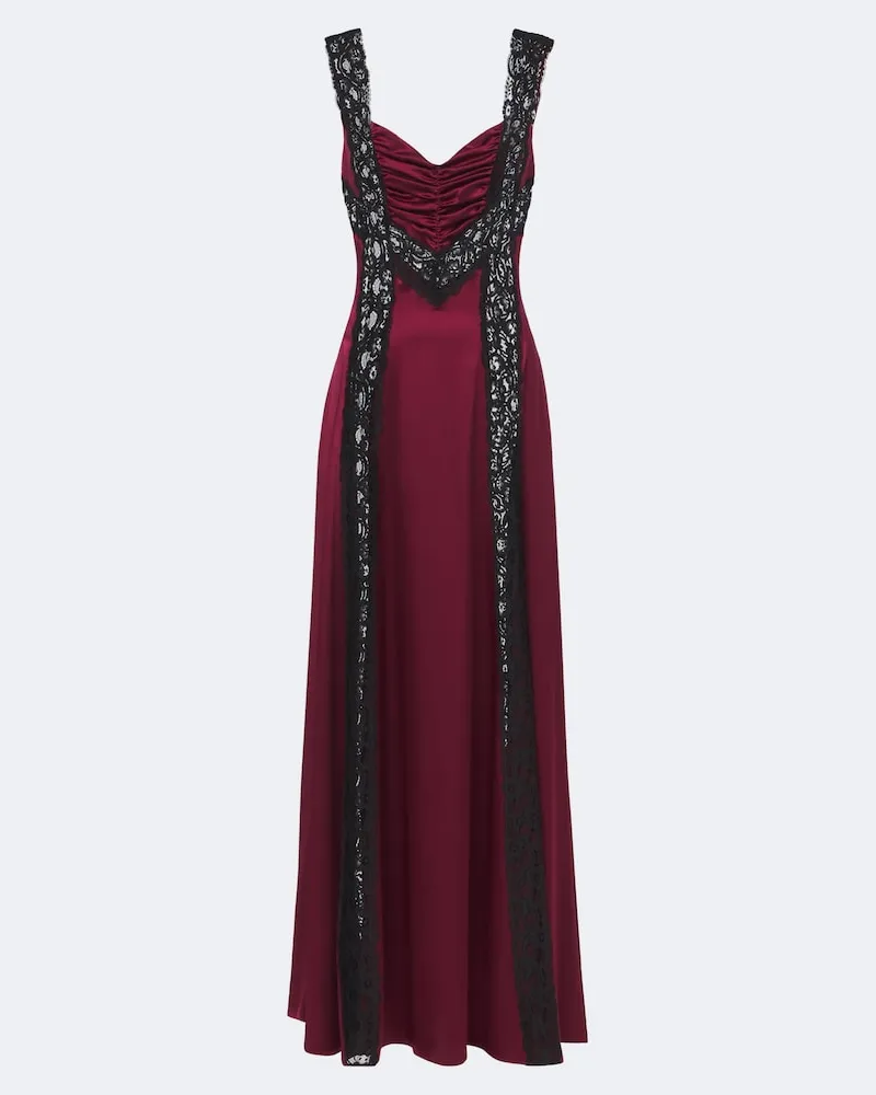 Rodarte Robe aus Seidensatin mit Spitze Burgunderrot
