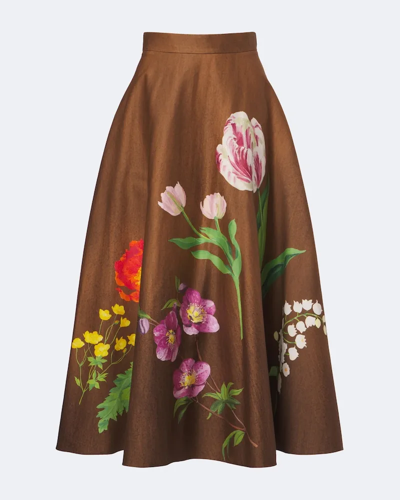 Oscar de la Renta Midirock aus einem Baumwollgemisch Braun