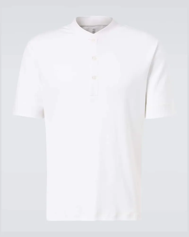 Brunello Cucinelli Henley-Top aus Jersey Weiß