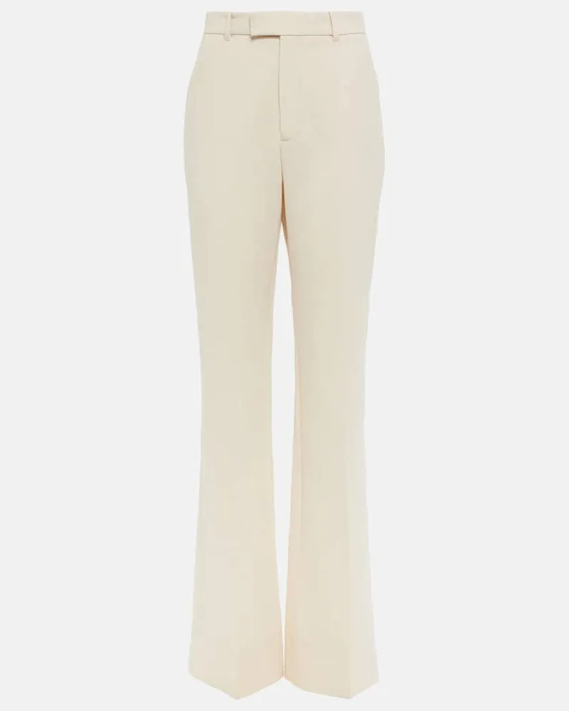 Gucci Weite Hose aus Woll-Crêpe Weiß