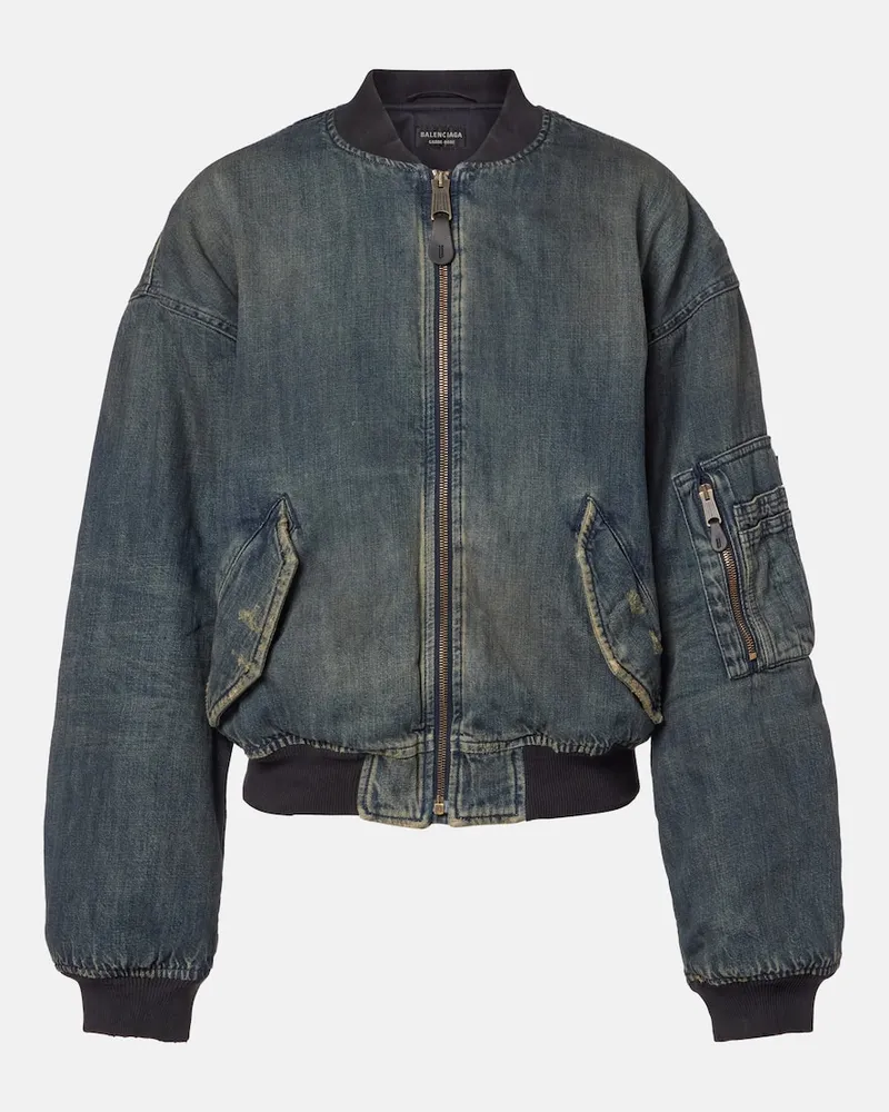Balenciaga Bomberjacke aus Denim Blau