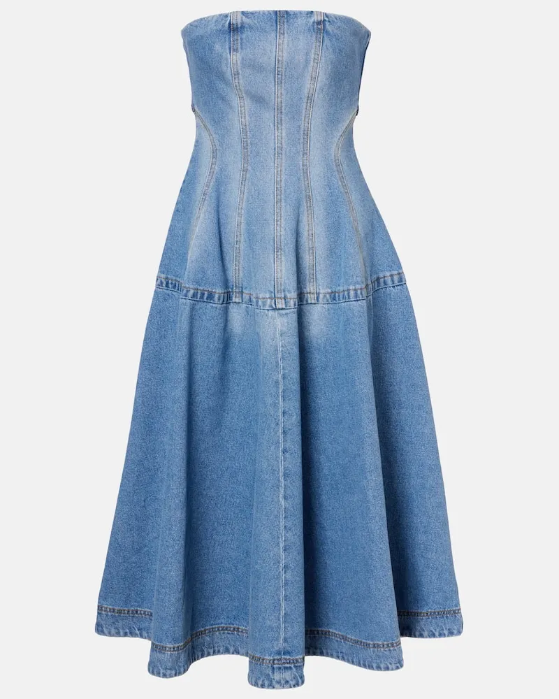 Magda Butrym Midikleid aus Denim Blau