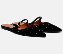 Verzierte Slippers Aura aus Veloursleder