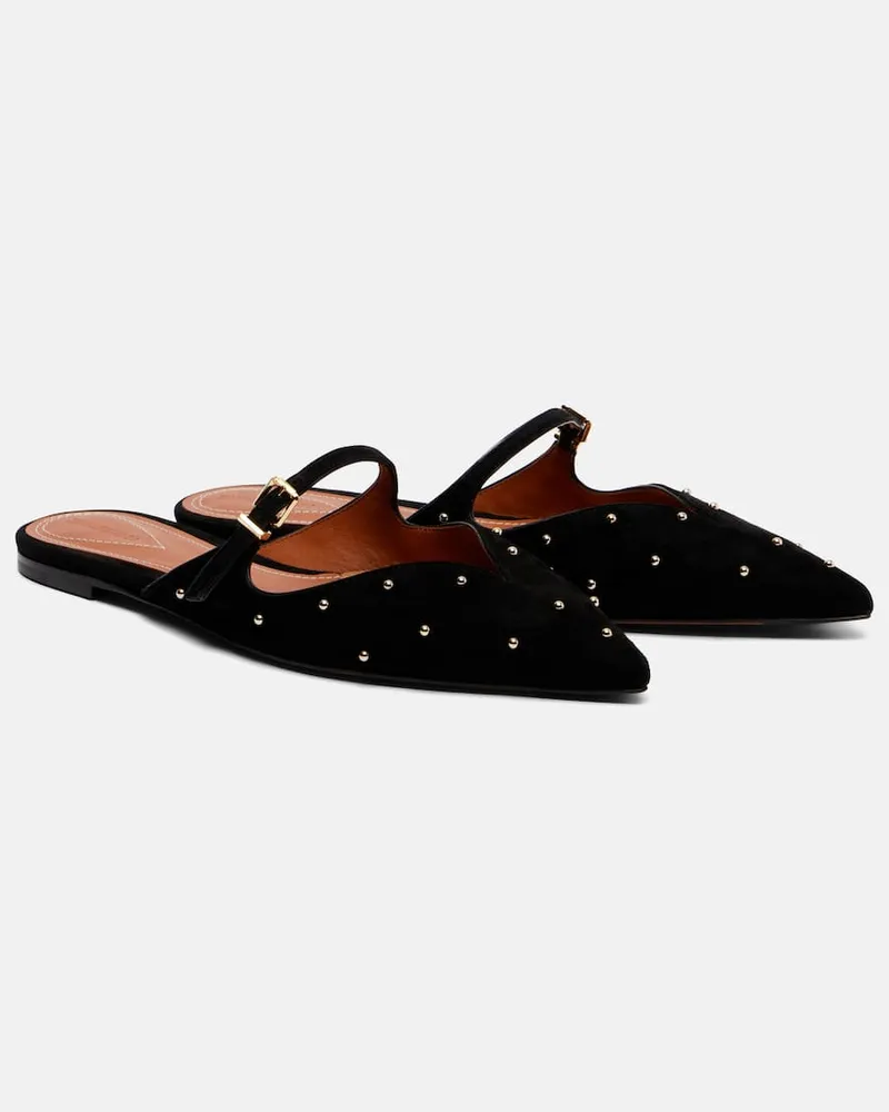Zimmermann Verzierte Slippers Aura aus Veloursleder Schwarz