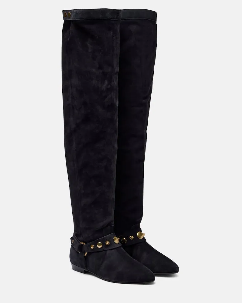 Isabel Marant Overknee-Stiefel Selize aus Veloursleder Schwarz