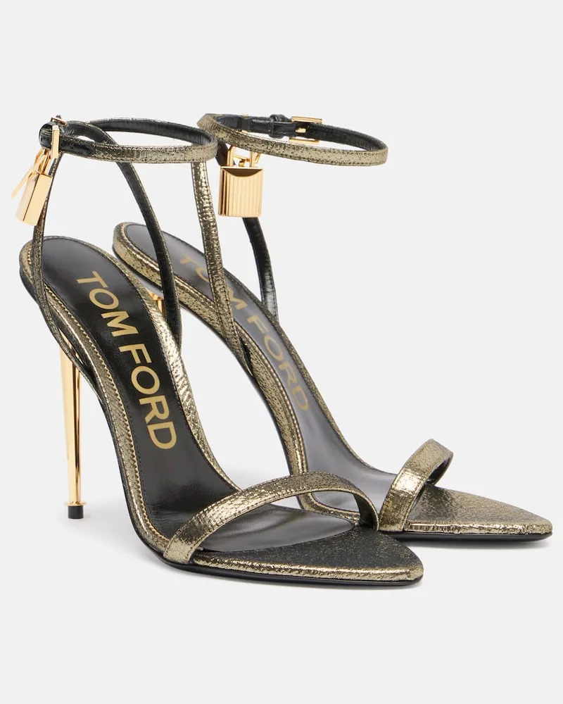 Tom Ford Sandalen Padlock 105 aus Metallic-Leder Gold