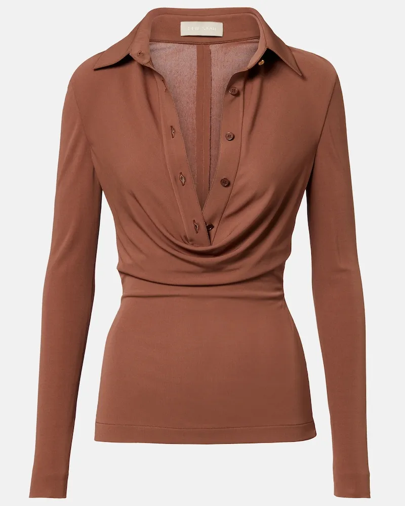 Elie Saab Top aus Jersey Braun