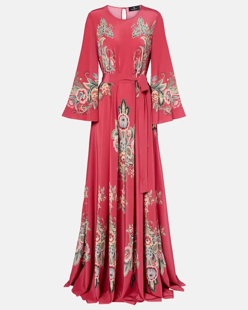 Etro Bedrucktes Maxikleid aus Seide Rot
