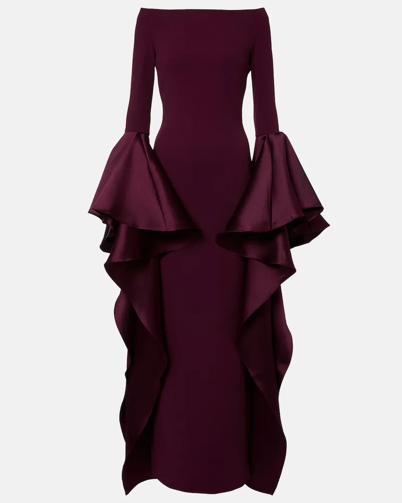 Solace London Off-Shoulder-Robe Astria mit Satinbesatz Violett