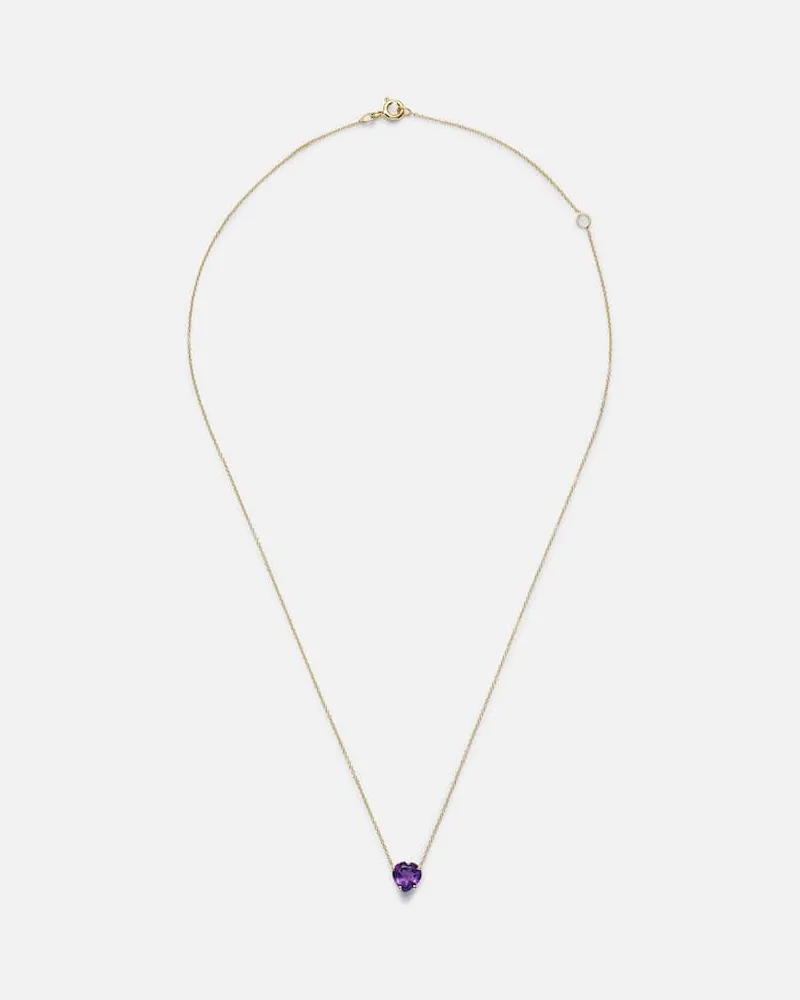 Roxanne First Halskette Honor's Lilac Heart aus 14kt Gelbgold mit Amethyst Lila