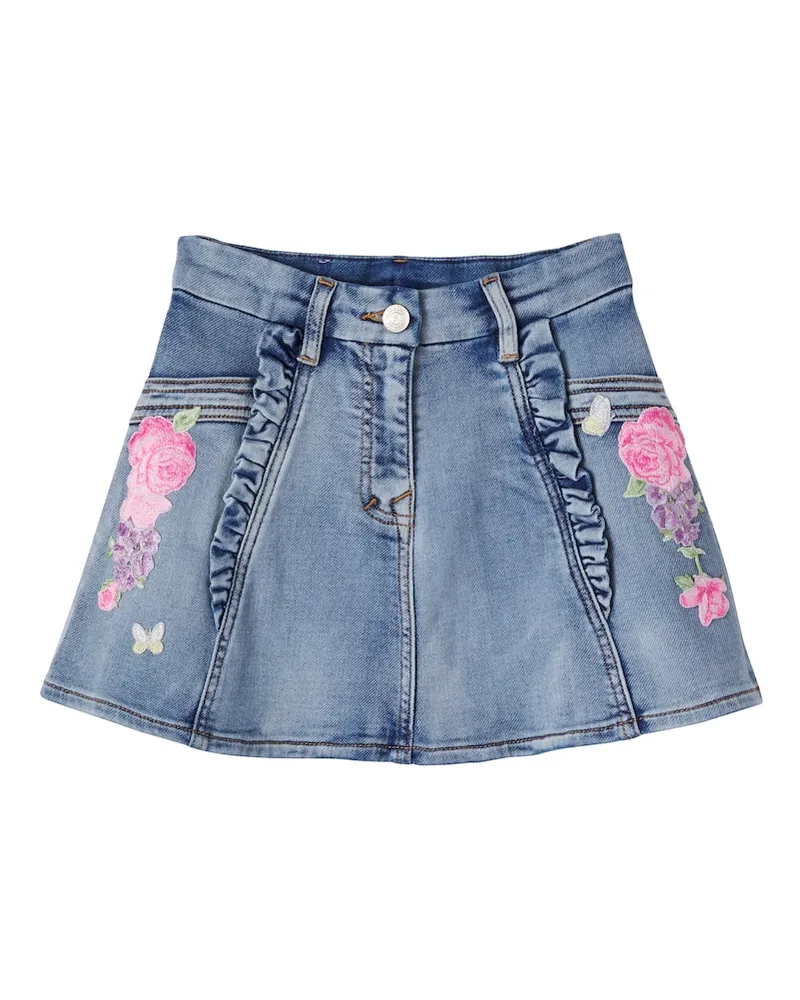 Monnalisa Bestickter Jeansrock Blau