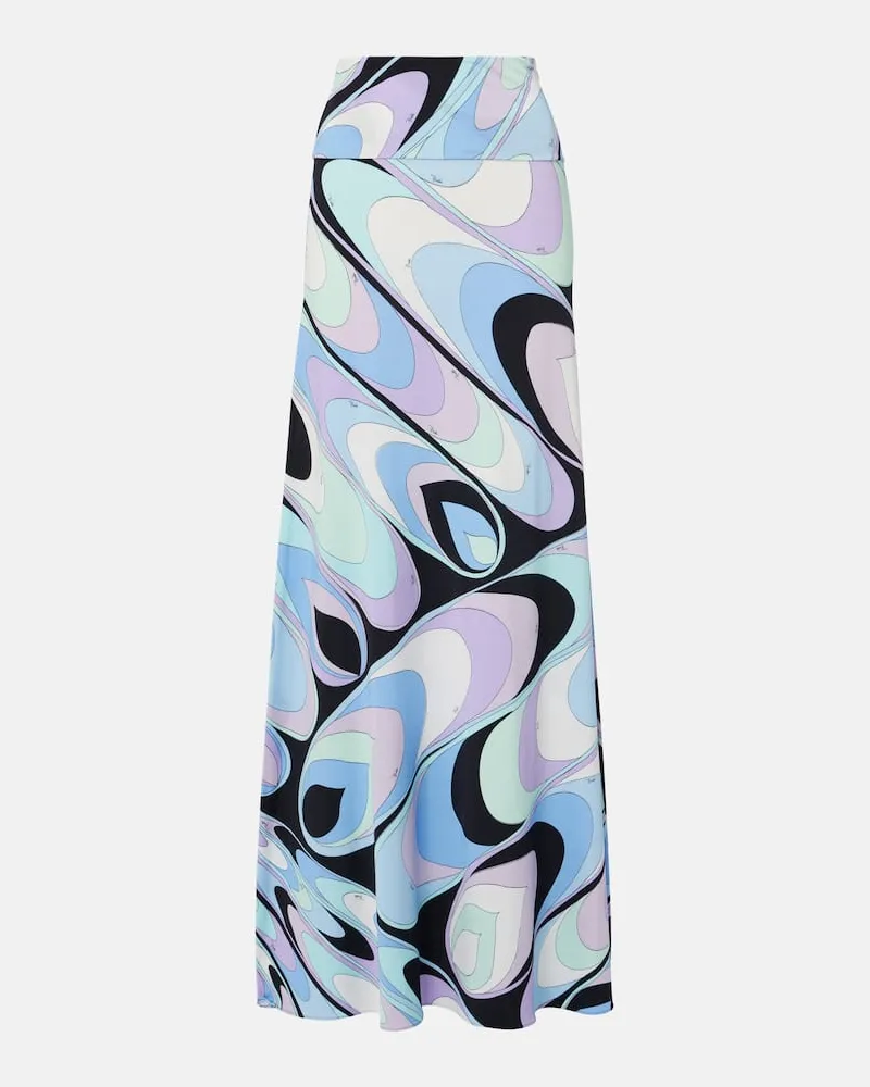 Emilio Pucci Maxirock Iride aus Satin Blau