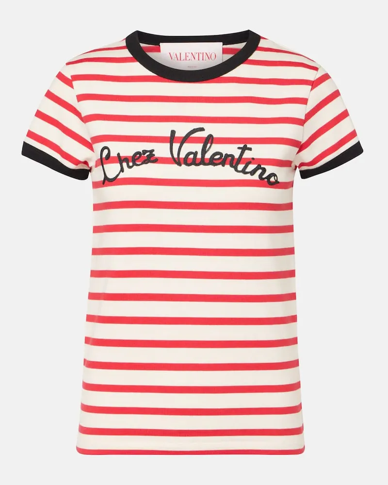 Valentino Garavani T-Shirt Chez Valentino aus Baumwoll-Jersey Rot