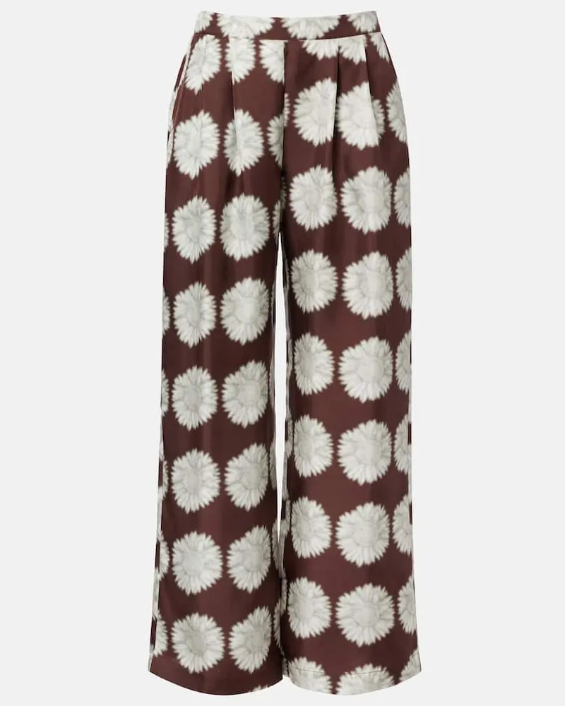 ASCENO Weite Hose Isola aus Seiden-Twill Braun