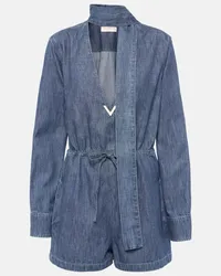 Valentino Garavani Playsuit VGold aus Denim Blau