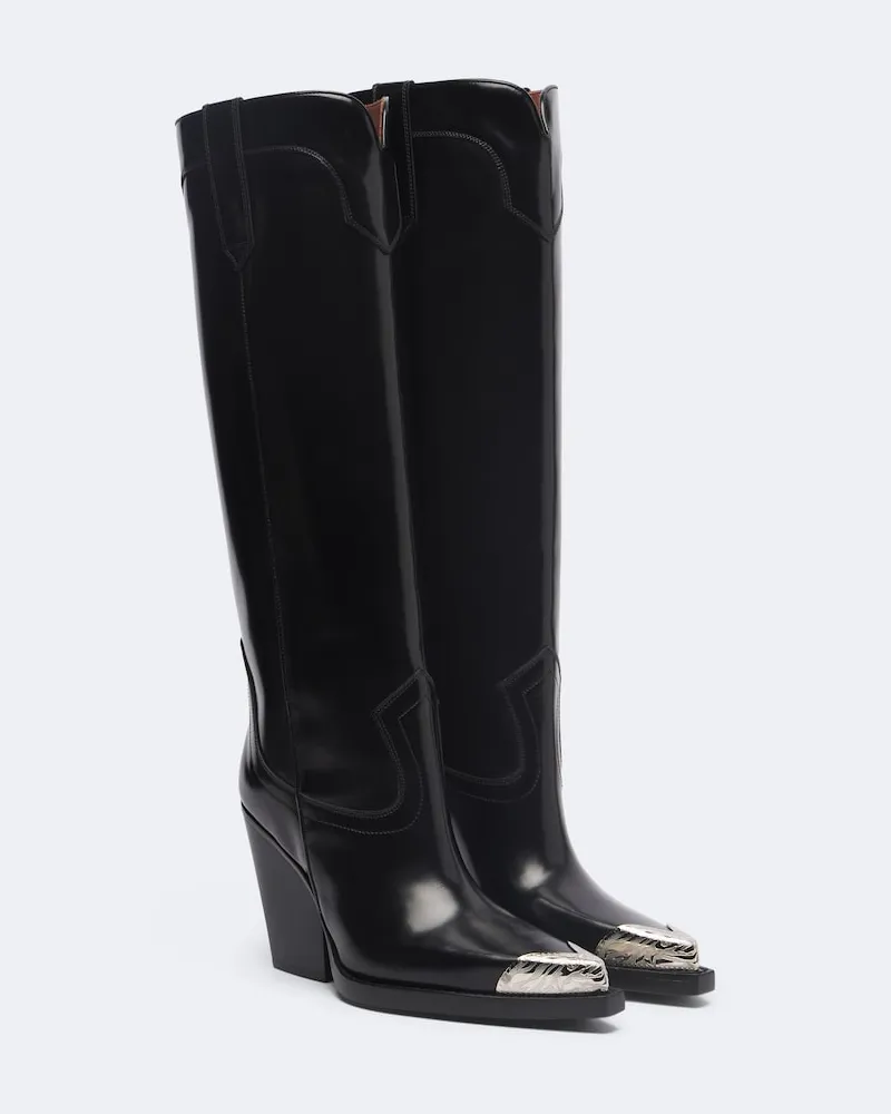 Paris Texas Verzierte Westernstiefel El Dorado aus Leder Schwarz