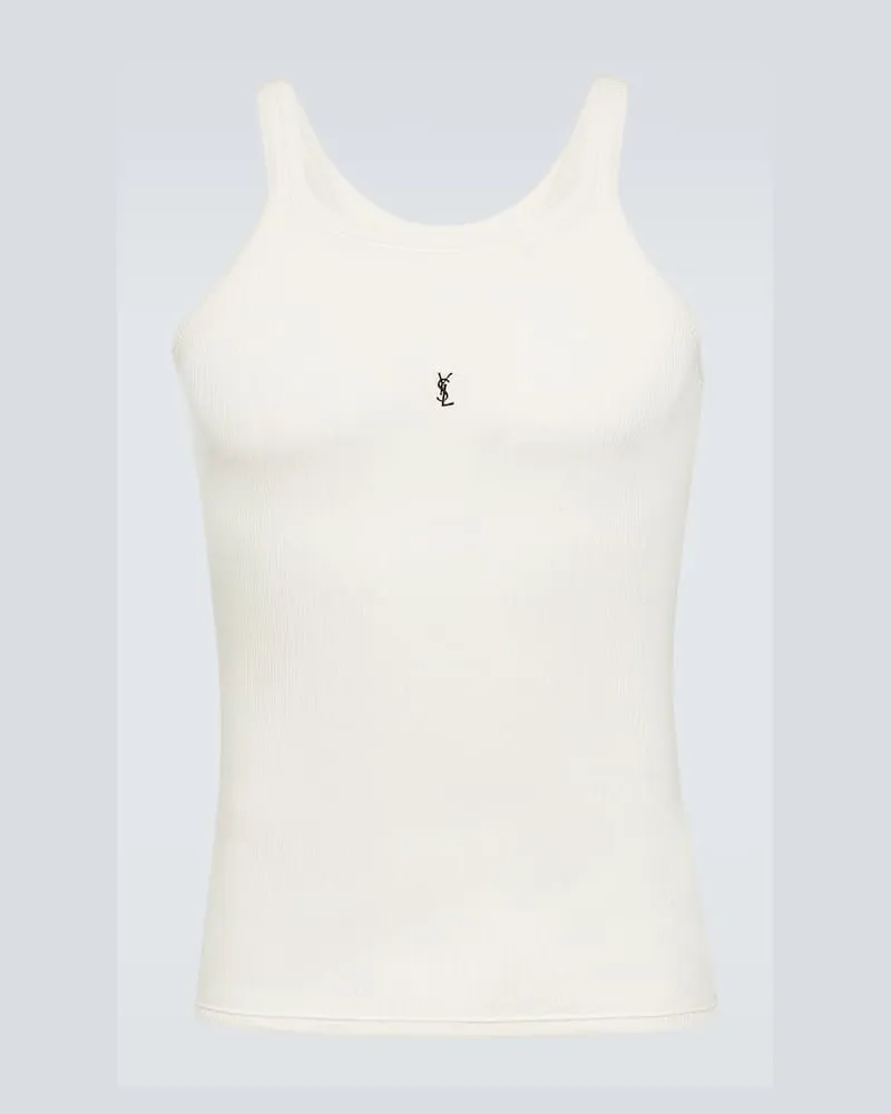Saint Laurent Top aus Baumwoll-Jersey Weiß