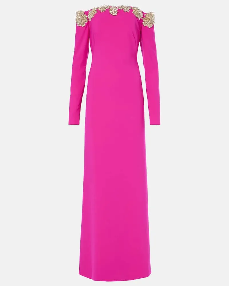 COSTARELLOS Verzierte Off-Shoulder-Robe Meline Rosa