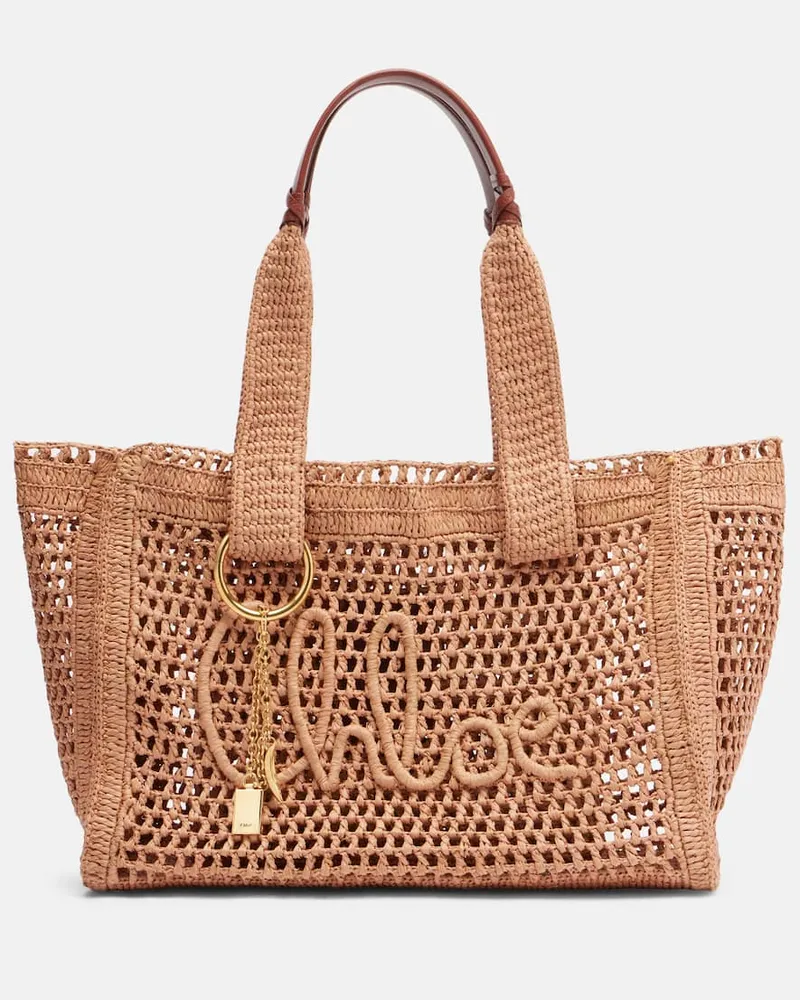 Chloé Chloé Tote Bag Summer Banana aus Raffiabast Braun