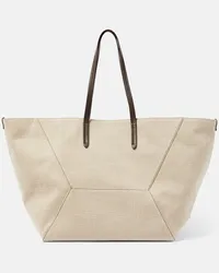 Brunello Cucinelli Shopper Large aus Canvas Grau