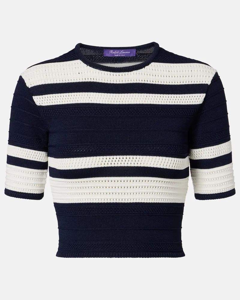 Ralph Lauren Cropped-Top aus Häkelstrick Blau
