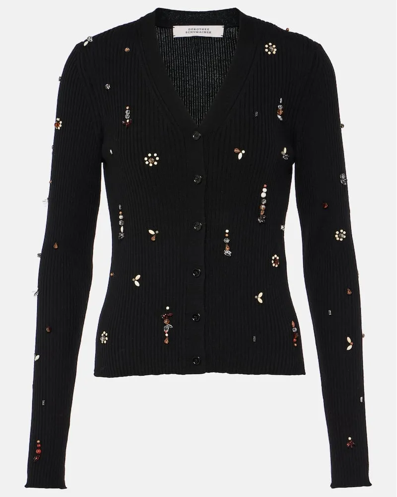 Dorothee Schumacher Verzierter Cardigan aus Wolle Schwarz
