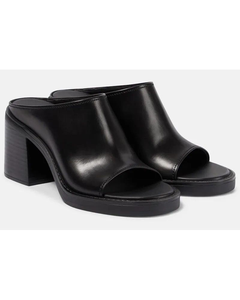 Miu Miu Pantoletten aus Leder Schwarz