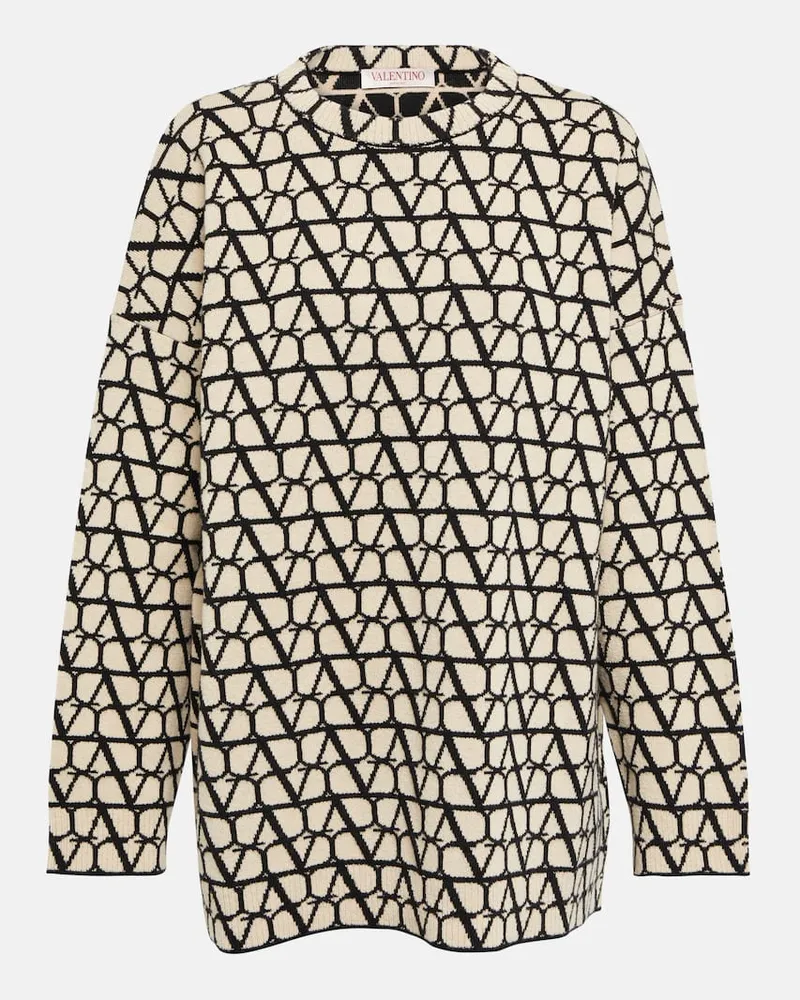 Valentino Garavani Pullover Toile Iconographe aus Wolle Beige