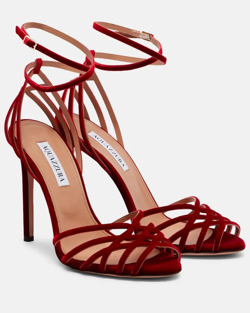 Aquazzura Sandalen Wild Dream 105 aus Samt Rot