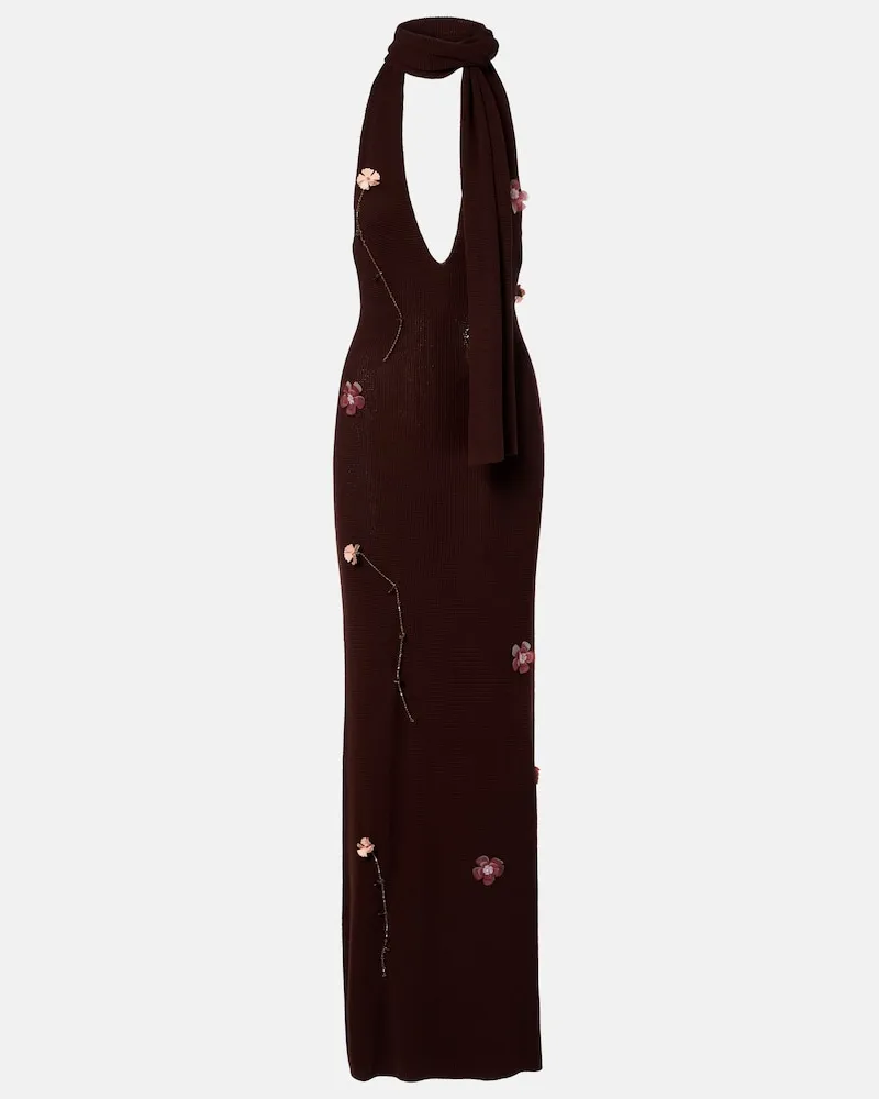 Aya Muse Maxikleid Stem aus Strick Braun