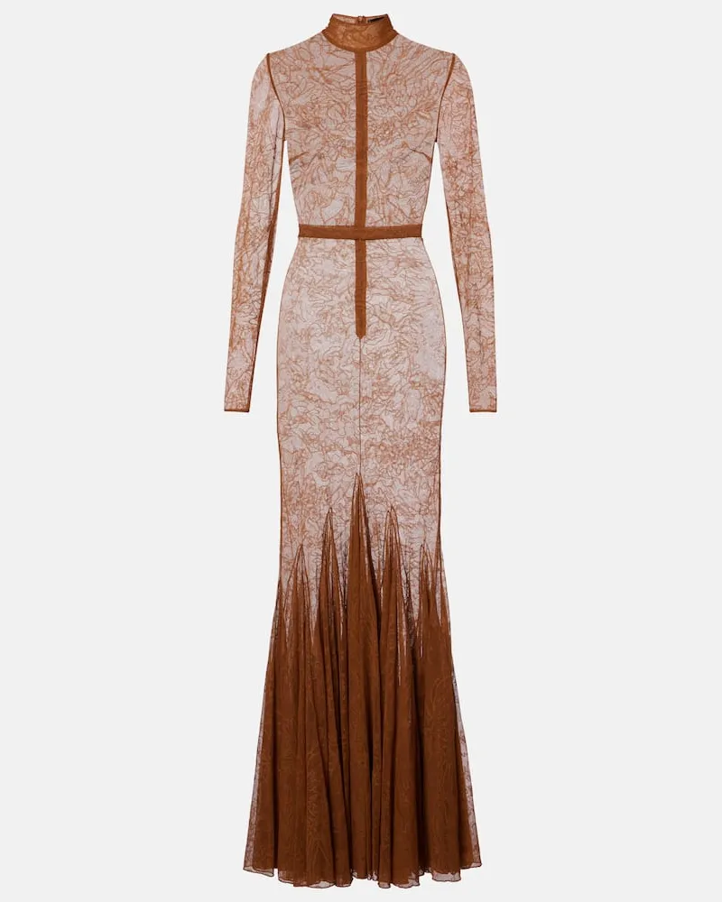 David Koma Robe aus Spitze Braun