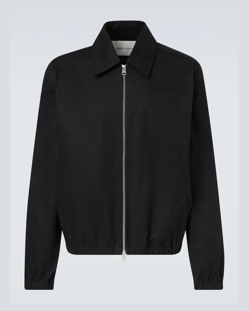 AMI Paris Jacke Ami de Cœur aus Baumwoll-Gabardine Schwarz
