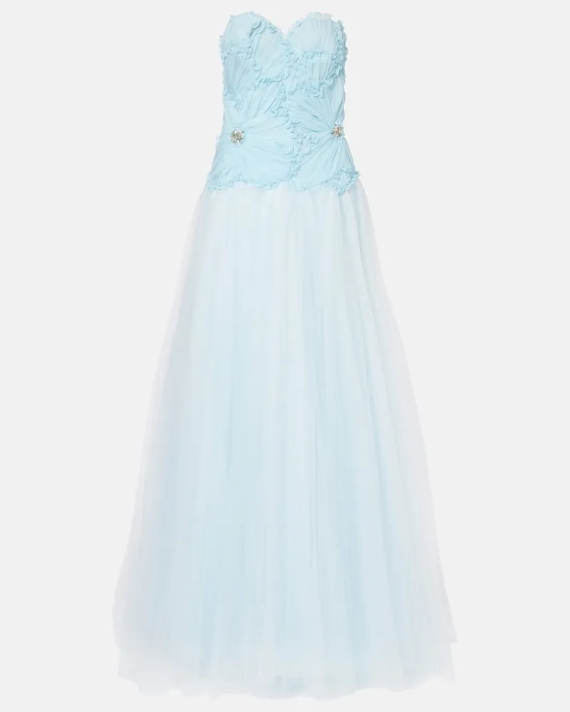 COSTARELLOS Robe Edra aus Tüll Blau