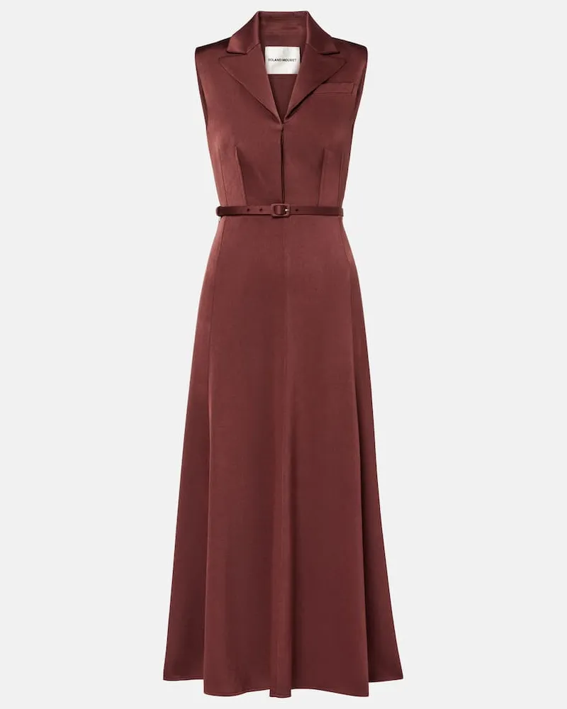 Roland Mouret Midikleid aus Crêpe Braun