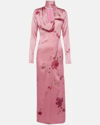 Blumarine Bedrucktes Maxikleid aus Satin Pink